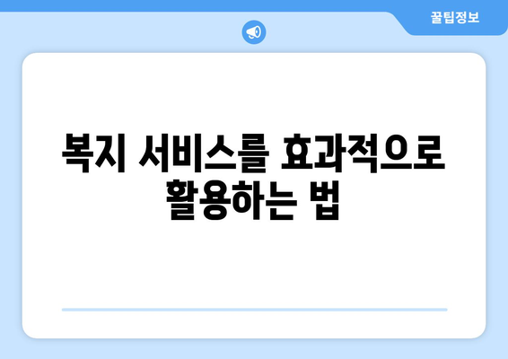 복지 서비스의 효과적인 이용 방법