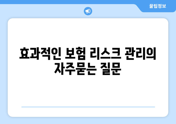 효과적인 보험 리스크 관리