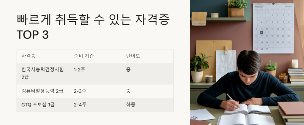 대학생이 빠르게 취득할 수 있는 자격증 TOP 3
